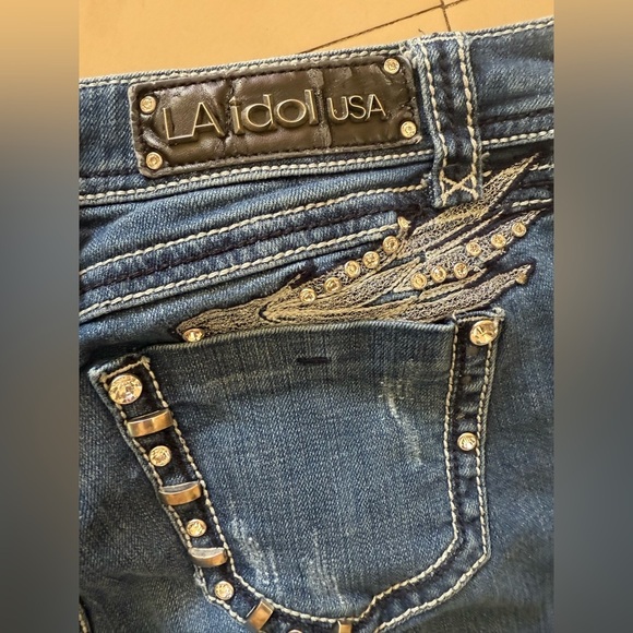 L.A. Idol Blue Jeans size 11 w34  L 32 blue straight - Picture 7 of 16